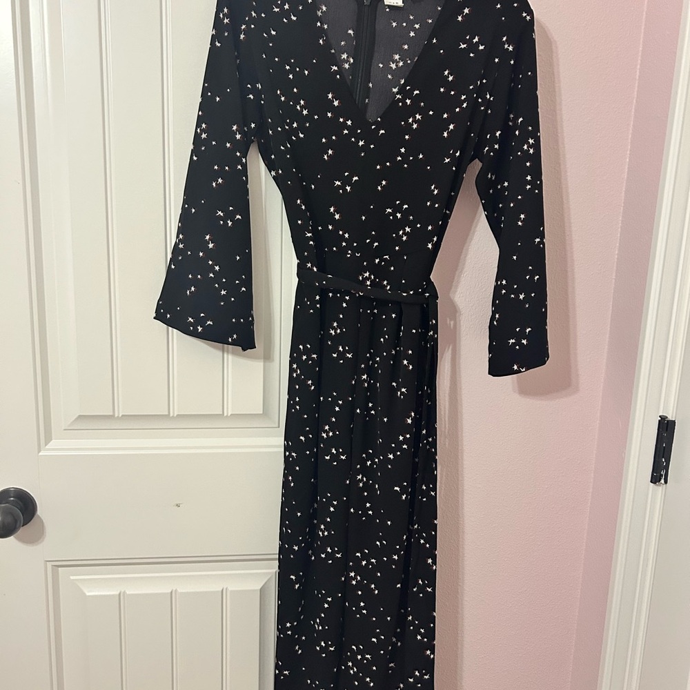 GAP Black and White Wrap Tie Front Jumpsuit